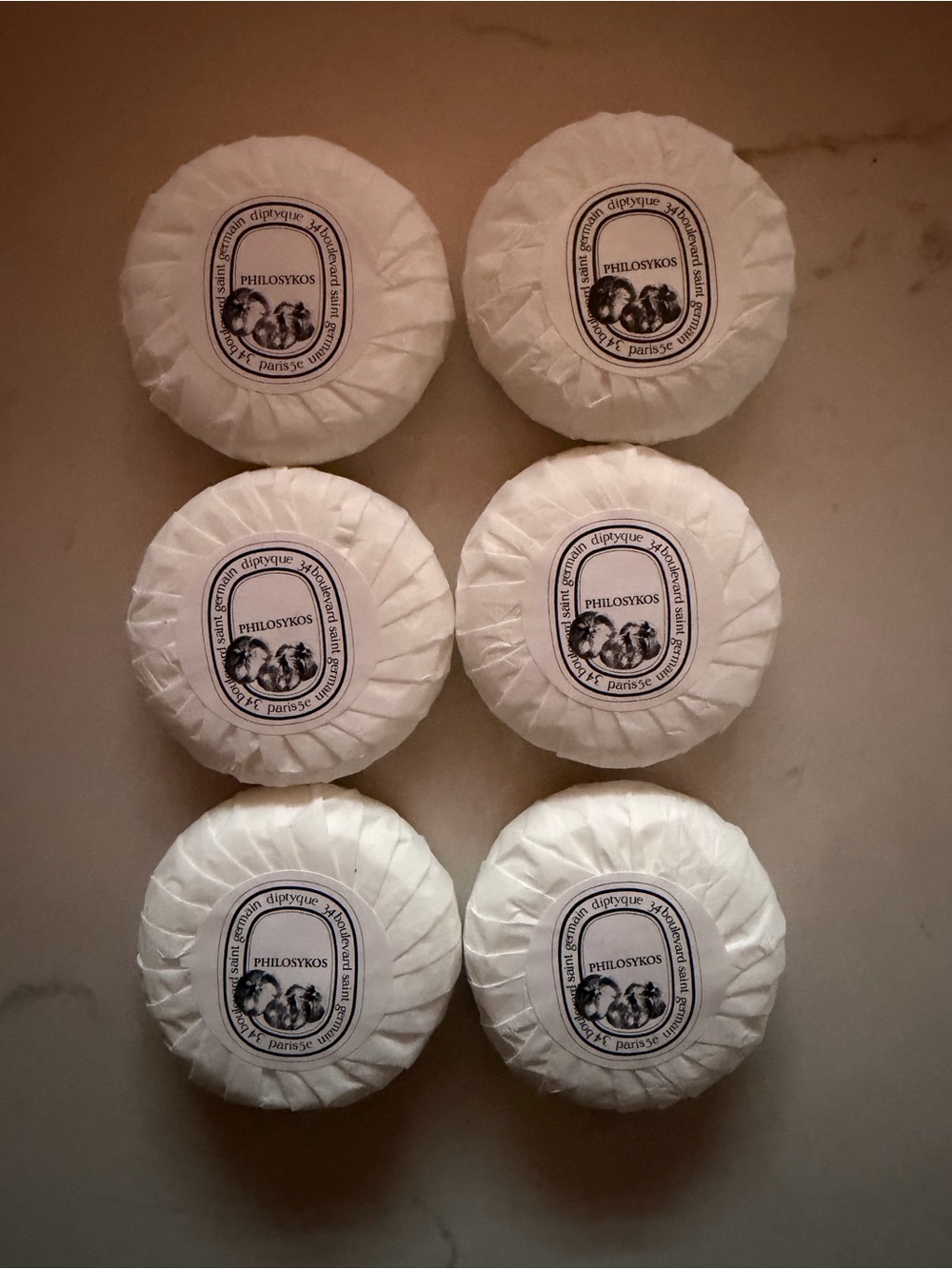 diptyque White Philosykos Travel Bath Soaps - Pack of 6